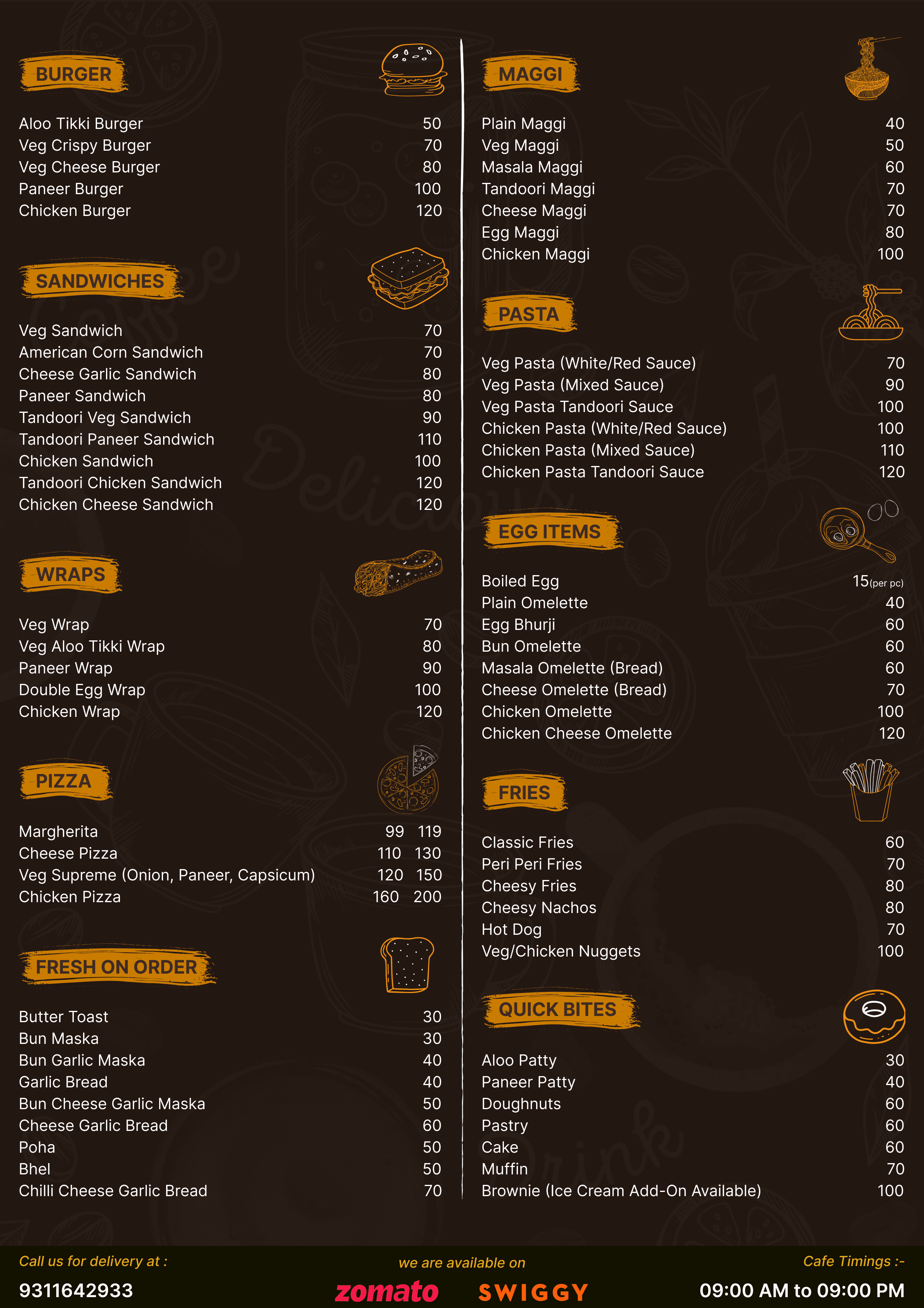 BruChef Menu - Back