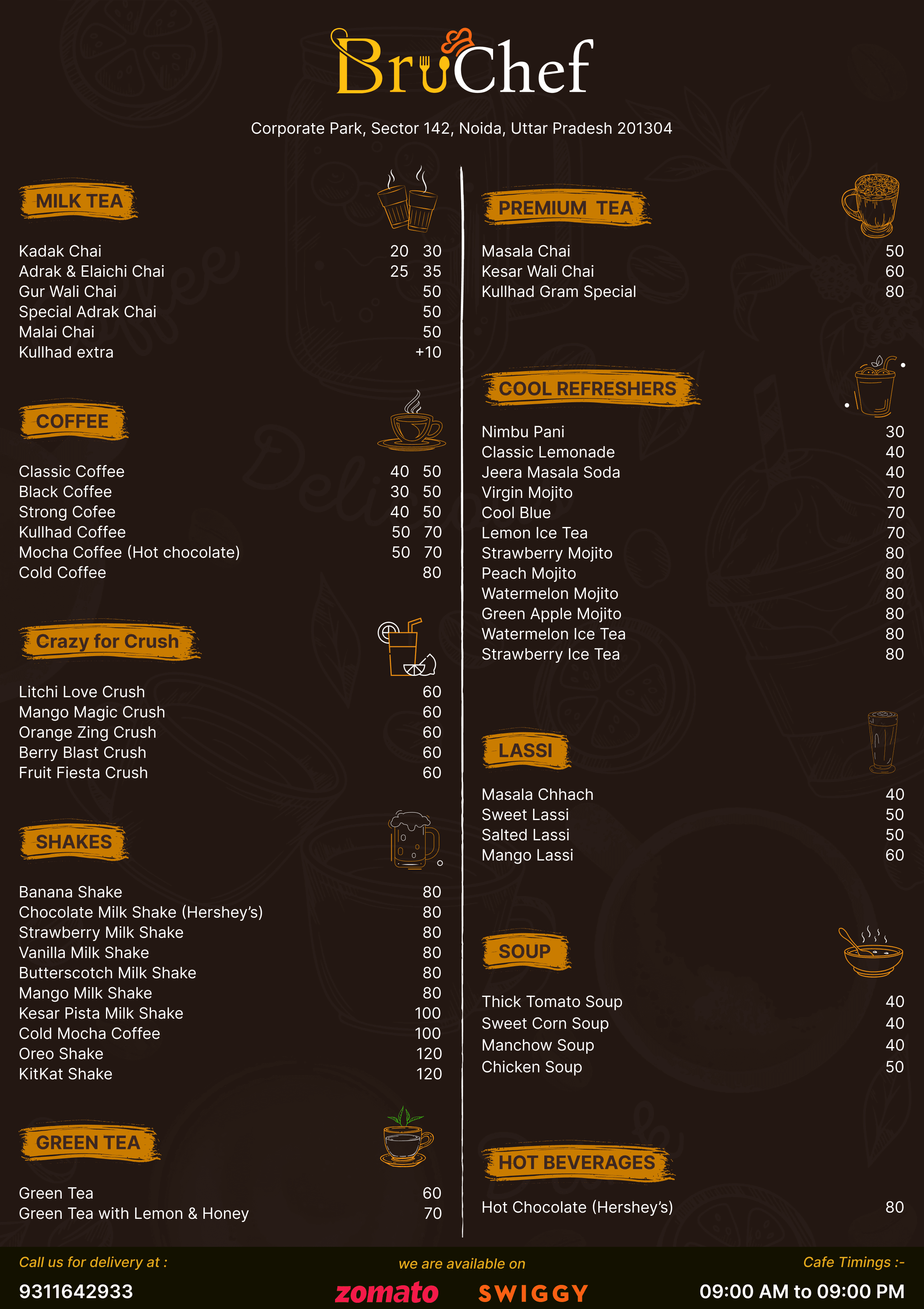 BruChef Menu - Front